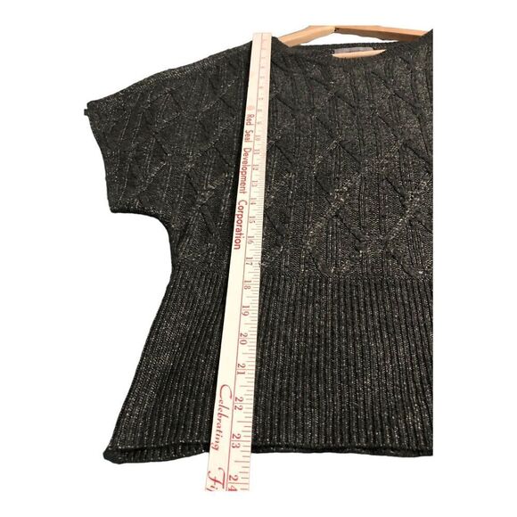 Classiques Entier Sweater Womens‎ Size L Gray Angora Short Sleeves Cable Knit - Picture 3 of 8